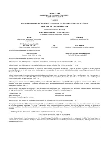 Vorschaubild Tonix Pharmaceuticals 10-K Jahresbericht 2014