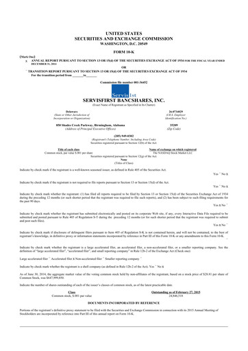 Thumbnail ServisFirst Bancshares 10-K Annual Report 2014