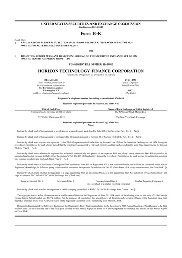 Thumbnail Horizon Technology Finance 10-K Annual Report 