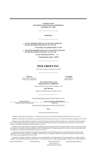 Thumbnail MYR Group 10-K Annual Report 2014