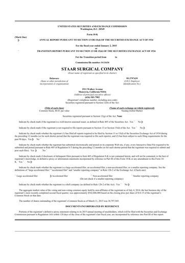 Thumbnail STAAR Surgical 10-K Annual Report 2014
