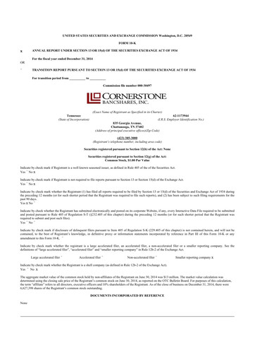 Vorschaubild SmartFinancial (SmartBank) 10-K Jahresbericht 2014