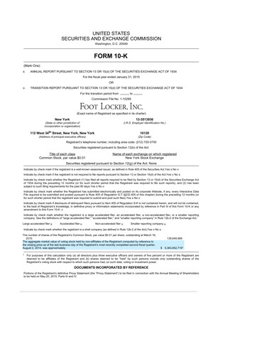 Thumbnail Foot Locker
 10-K Annual Report 2014