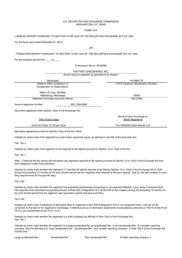 Thumbnail The First Bancshares 10-K Annual Report 2014