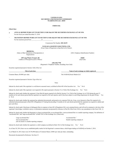 Miniature Pangaea Logistics Solutions 10-K Rapport annuel 2014