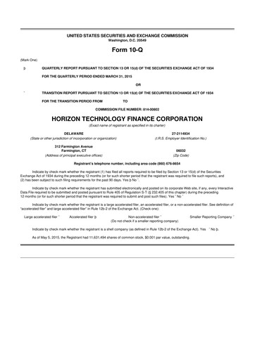 Vorschaubild Horizon Technology Finance 10-Q Quartalsbericht  