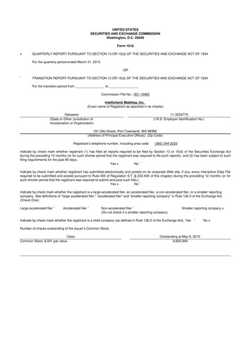 Miniature Intellicheck 10-Q Rapport trimestriel 2015 