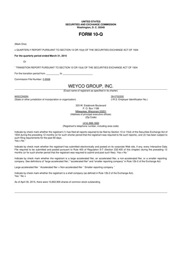 Thumbnail Weyco Group 10-Q Quarterly Report FY2015 