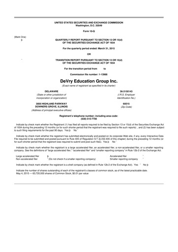 Thumbnail Adtalem Global Education
 10-Q Quarterly Report FY2015 