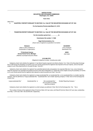 Thumbnail Saga Communications 10-Q Quarterly Report FY2015 