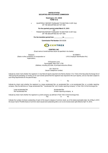 Thumbnail Cemtrex 10-Q Quarterly Report FY2015 