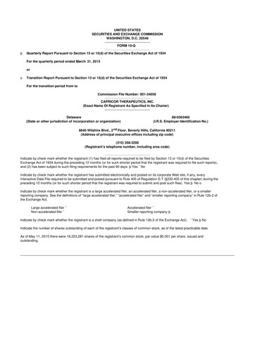 Thumbnail Capricor Therapeutics
 10-Q Quarterly Report FY2015 