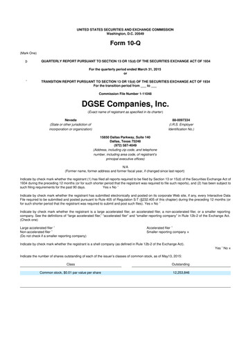 Vorschaubild Envela Corporation 10-Q Quartalsbericht 2015 