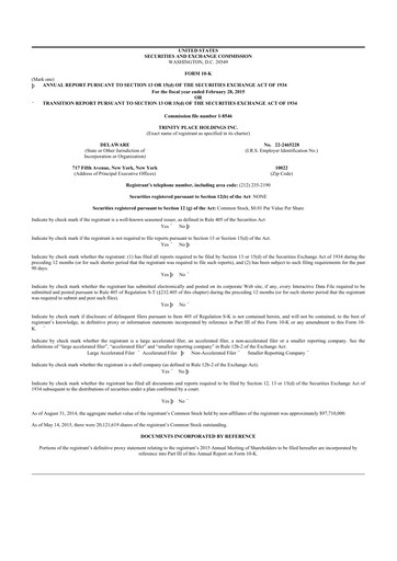 Thumbnail Trinity Place Holdings
 10-K Annual Report 2015