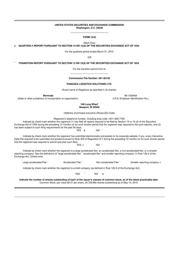 Thumbnail Pangaea Logistics Solutions 10-Q Quarterly Report FY2015 