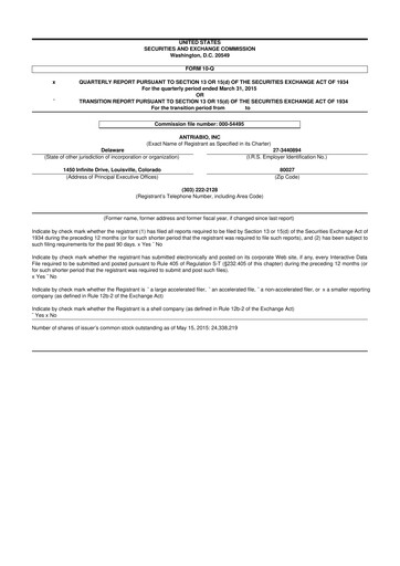 Thumbnail Rezolute 10-Q Quarterly Report FY2015 