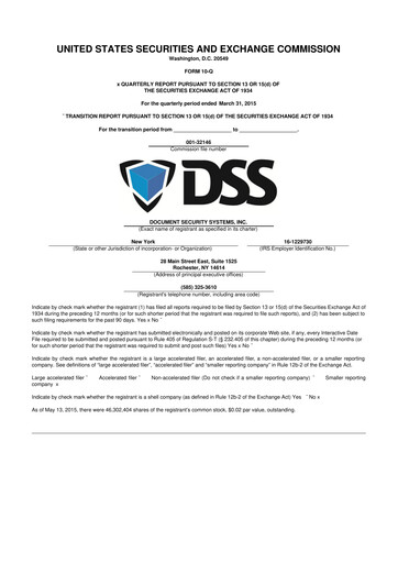 Thumbnail DSS, Inc. (Document Security Systems) 10-Q Quarterly Report FY2015 