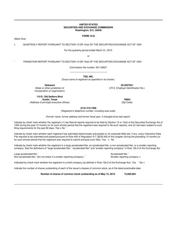 Miniature TSS, Inc. 10-Q Rapport trimestriel 2015 