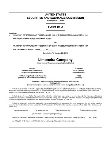 Thumbnail Limoneira
 10-Q Quarterly Report FY2015 