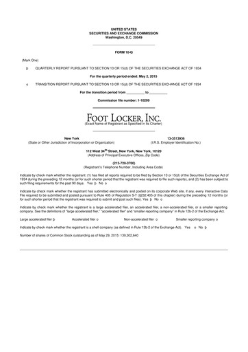 Thumbnail Foot Locker
 10-Q Quarterly Report FY2015 