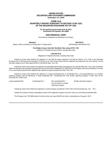 Thumbnail Ready Capital
 10-Q Quarterly Report FY2015 