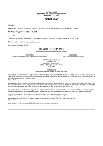 Thumbnail Weyco Group 10-Q Quarterly Report FY2015 