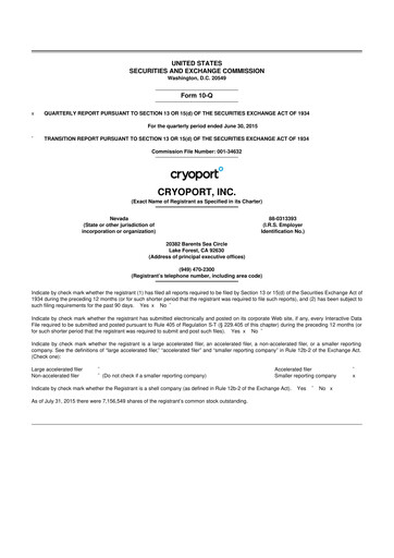 Thumbnail CryoPort 10-Q Quarterly Report FY2016 