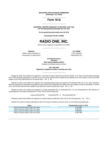 Thumbnail Urban One
 10-Q Quarterly Report FY2015 