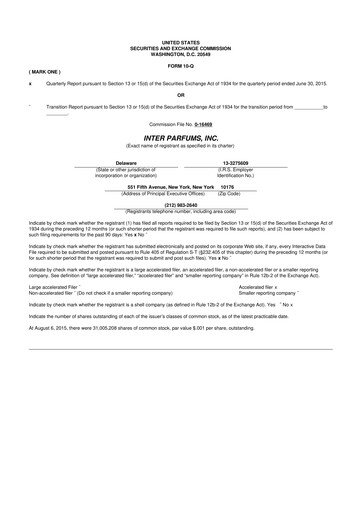 Thumbnail Interparfums 10-Q Quarterly Report FY2015 