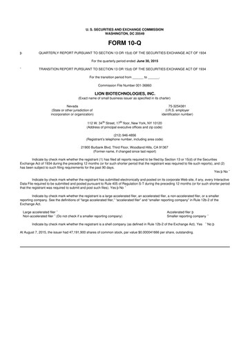 Thumbnail Iovance Biotherapeutics
 10-Q Quarterly Report FY2015 