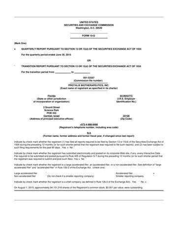 Thumbnail Protalix BioTherapeutics
 10-Q Quarterly Report FY2015 