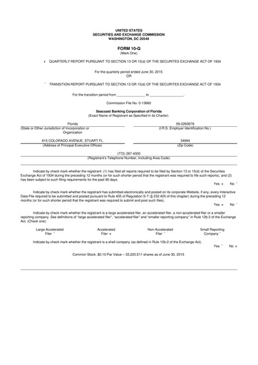 Thumbnail Seacoast Banking 10-Q Quarterly Report FY2015 
