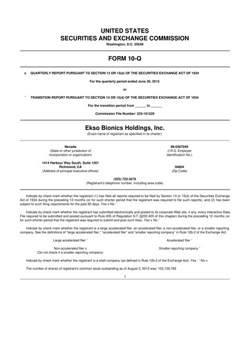 Thumbnail Ekso Bionics
 10-Q Quarterly Report FY2015 