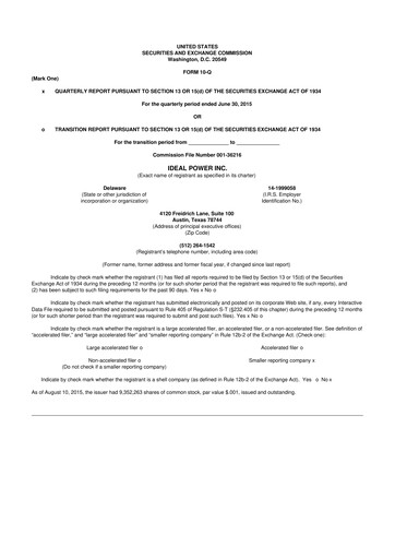 Thumbnail Ideal Power 10-Q Quarterly Report FY 