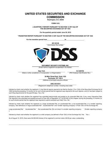 Thumbnail DSS, Inc. (Document Security Systems) 10-Q Quarterly Report FY2015 