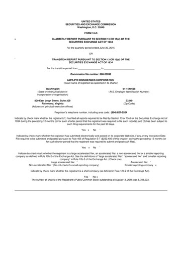 Miniature Armata Pharmaceuticals 10-Q Rapport trimestriel 2015 