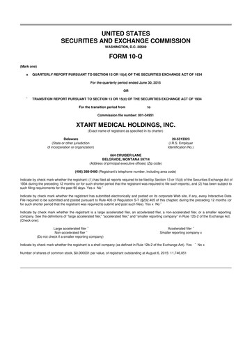 Thumbnail Xtant Medical 10-Q Quarterly Report FY2015 