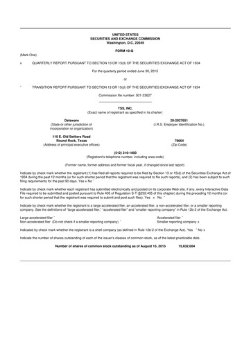 Miniature TSS, Inc. 10-Q Rapport trimestriel 2015 