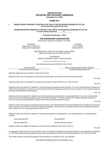 Thumbnail The InterGroup Corporation 10-K Annual Report 2015