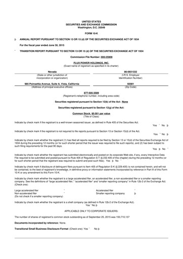 Thumbnail Flux Power 10-K Annual Report 2015