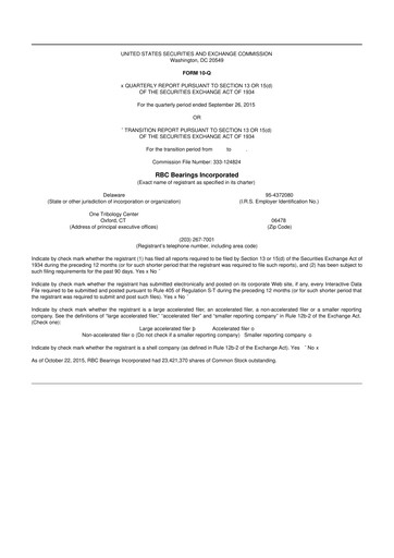 Thumbnail RBC Bearings 10-Q Quarterly Report FY2016 