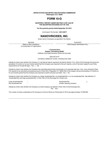 Thumbnail NanoViricides 10-Q Quarterly Report FY2016 