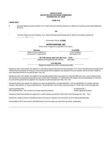 Thumbnail Interparfums 10-Q Quarterly Report FY2015 