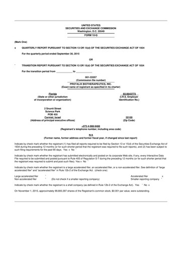 Thumbnail Protalix BioTherapeutics
 10-Q Quarterly Report FY2015 