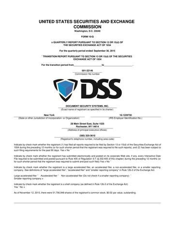 Thumbnail DSS, Inc. (Document Security Systems) 10-Q Quarterly Report FY2015 