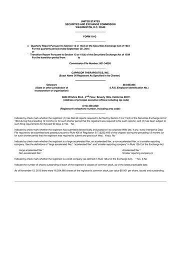 Thumbnail Capricor Therapeutics
 10-Q Quarterly Report FY2015 
