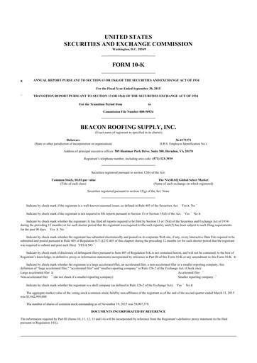 Miniature Beacon Roofing Supply 10-K Rapport annuel 2015