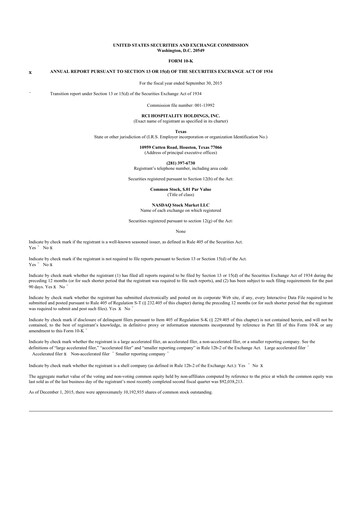 Thumbnail RCI Hospitality Holdings 10-K Annual Report 2015