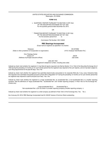 Thumbnail RBC Bearings 10-Q Quarterly Report FY2016 