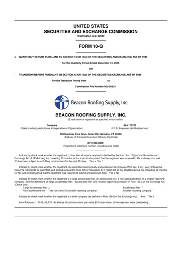 Vorschaubild Beacon Roofing Supply 10-Q Quartalsbericht 2016 